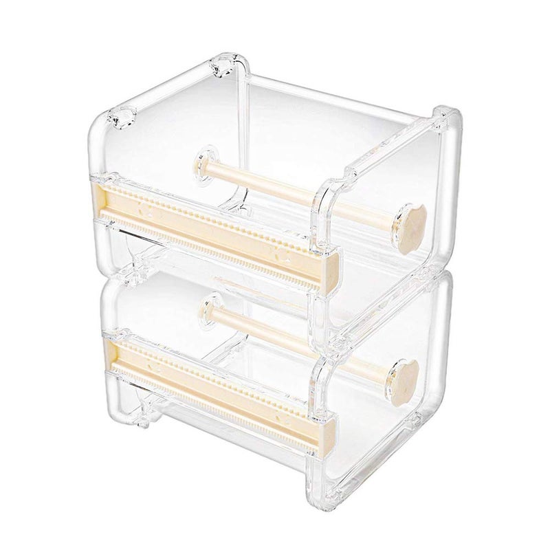 molshine 2 Pack Transparent Desktop Multi Washi Masking Tape Storage Dispenser,Tape Cutter,Tape Roll Holder (Not Include Masking Tape) (Beige) - Image 1